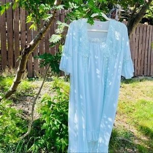Vintage Two Piece Night Set | Nightgown & Robe | EUC Size Large
